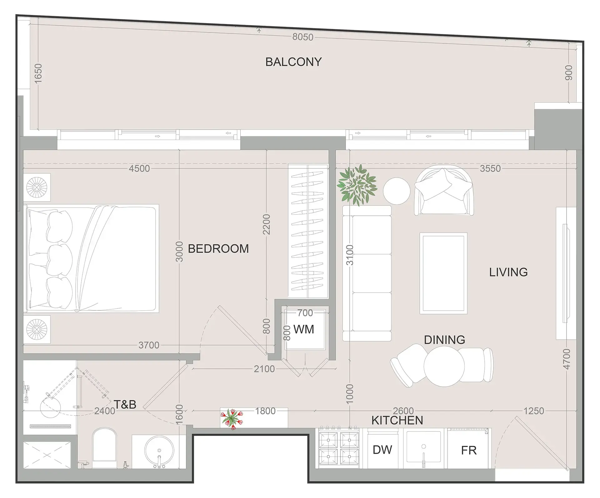 1 bed