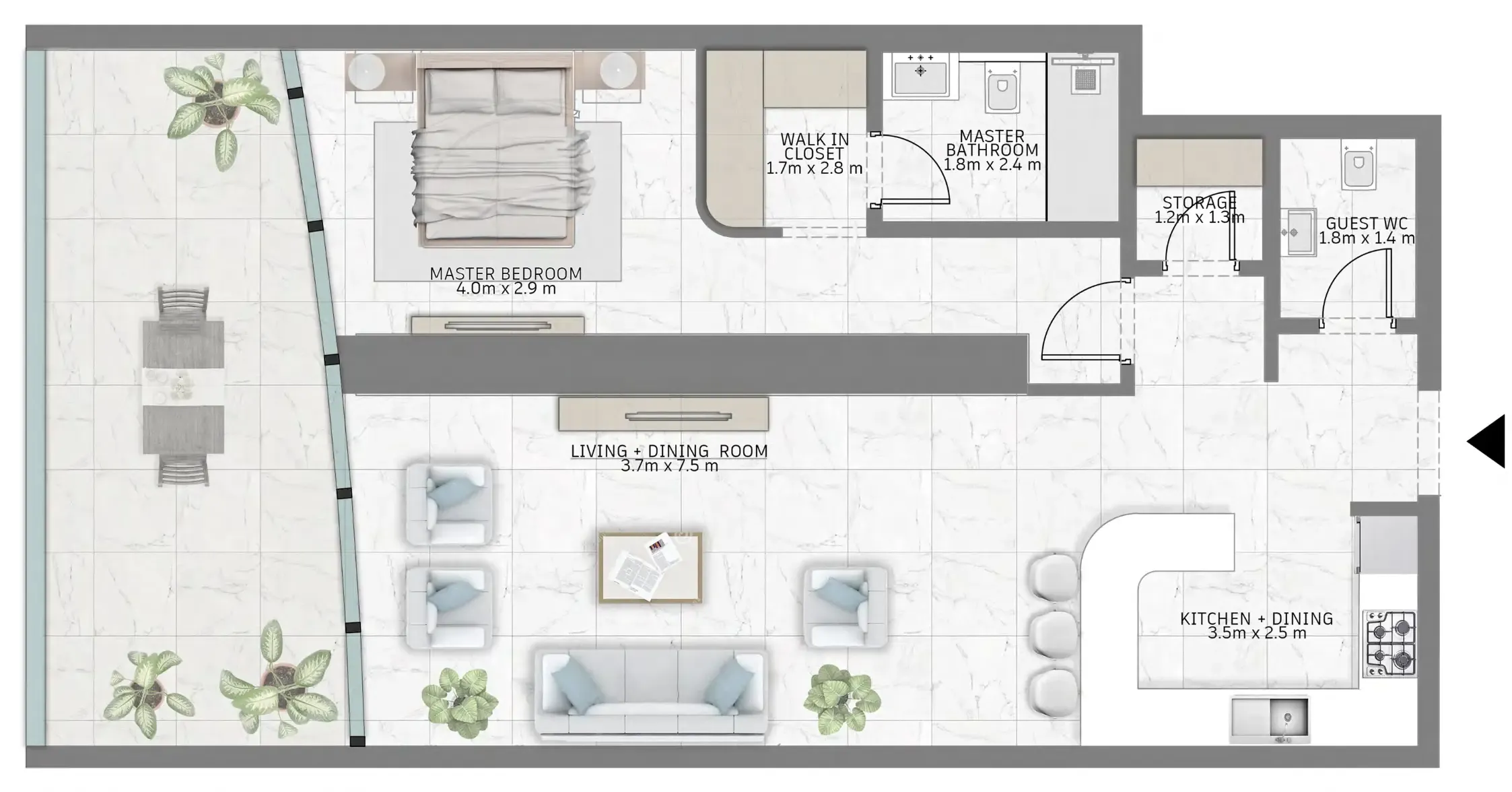 1 bed