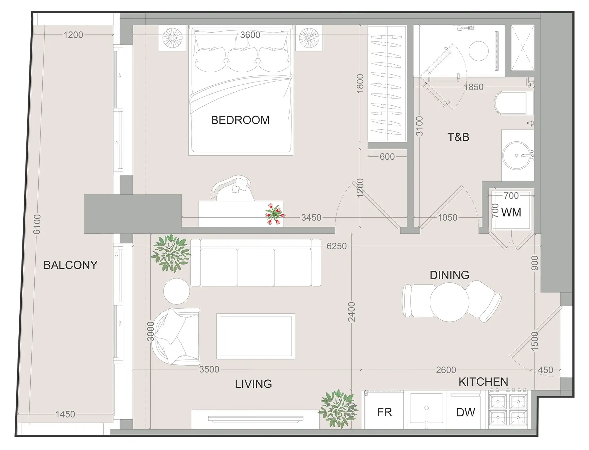 1 bed