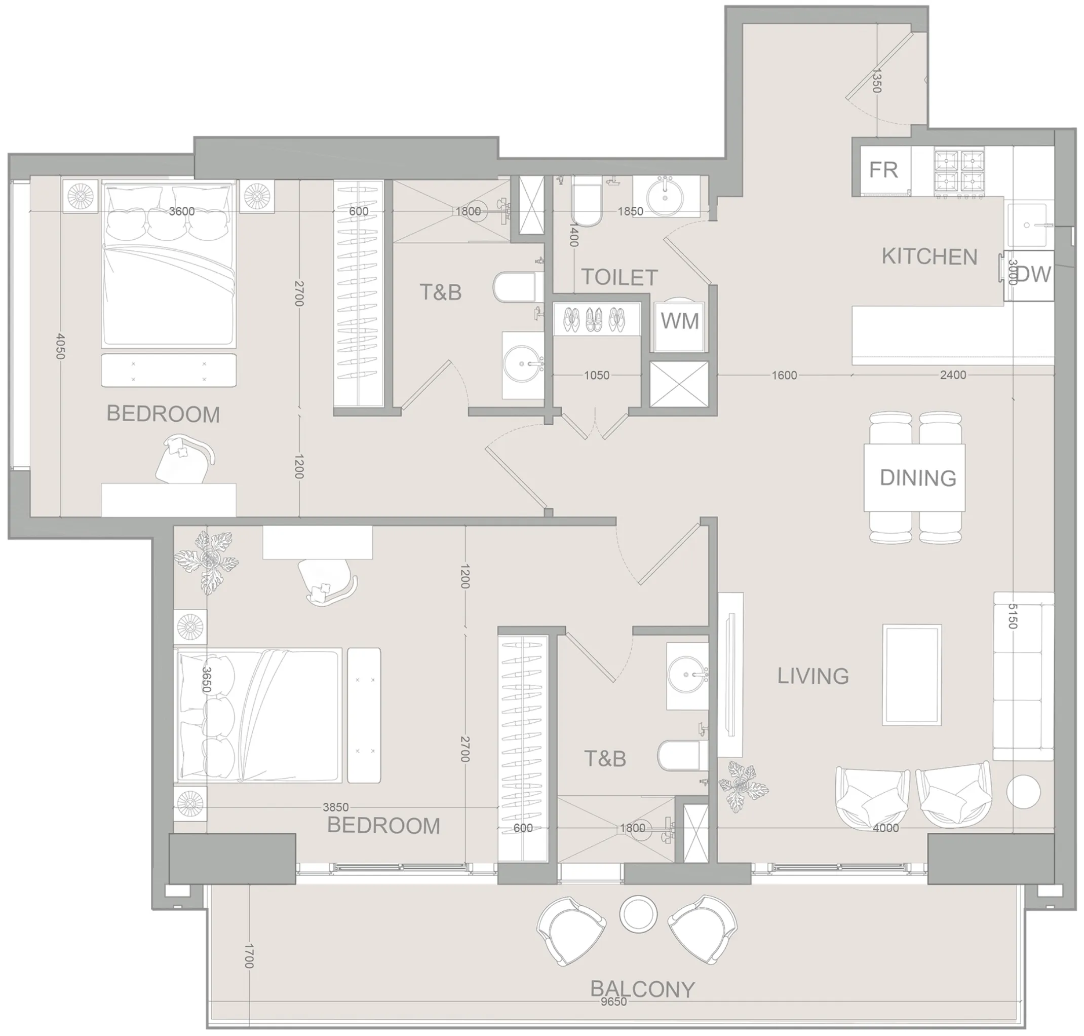 Object 1 AUREL1A Residence 2BR floor plan