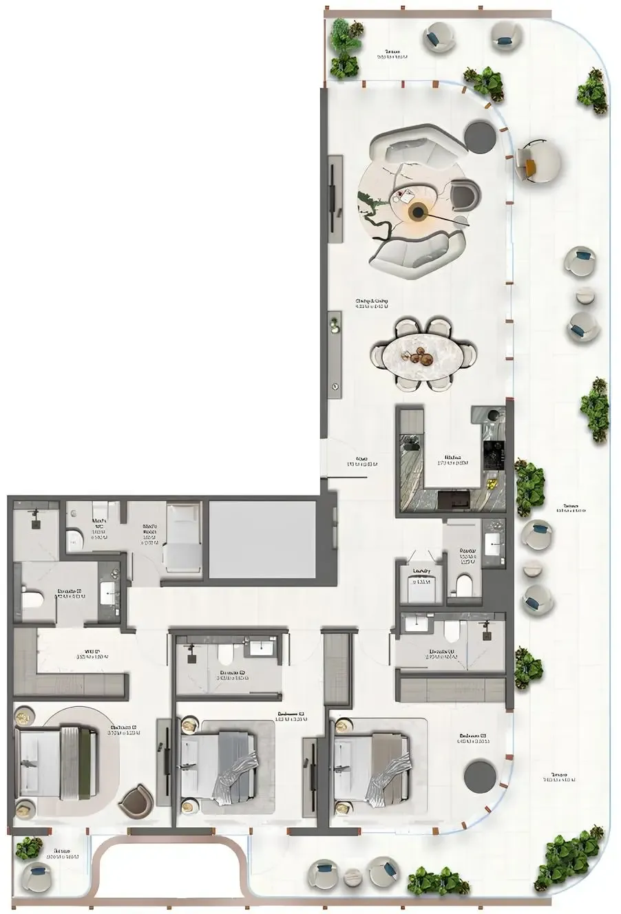 3 bedrooms floor plan