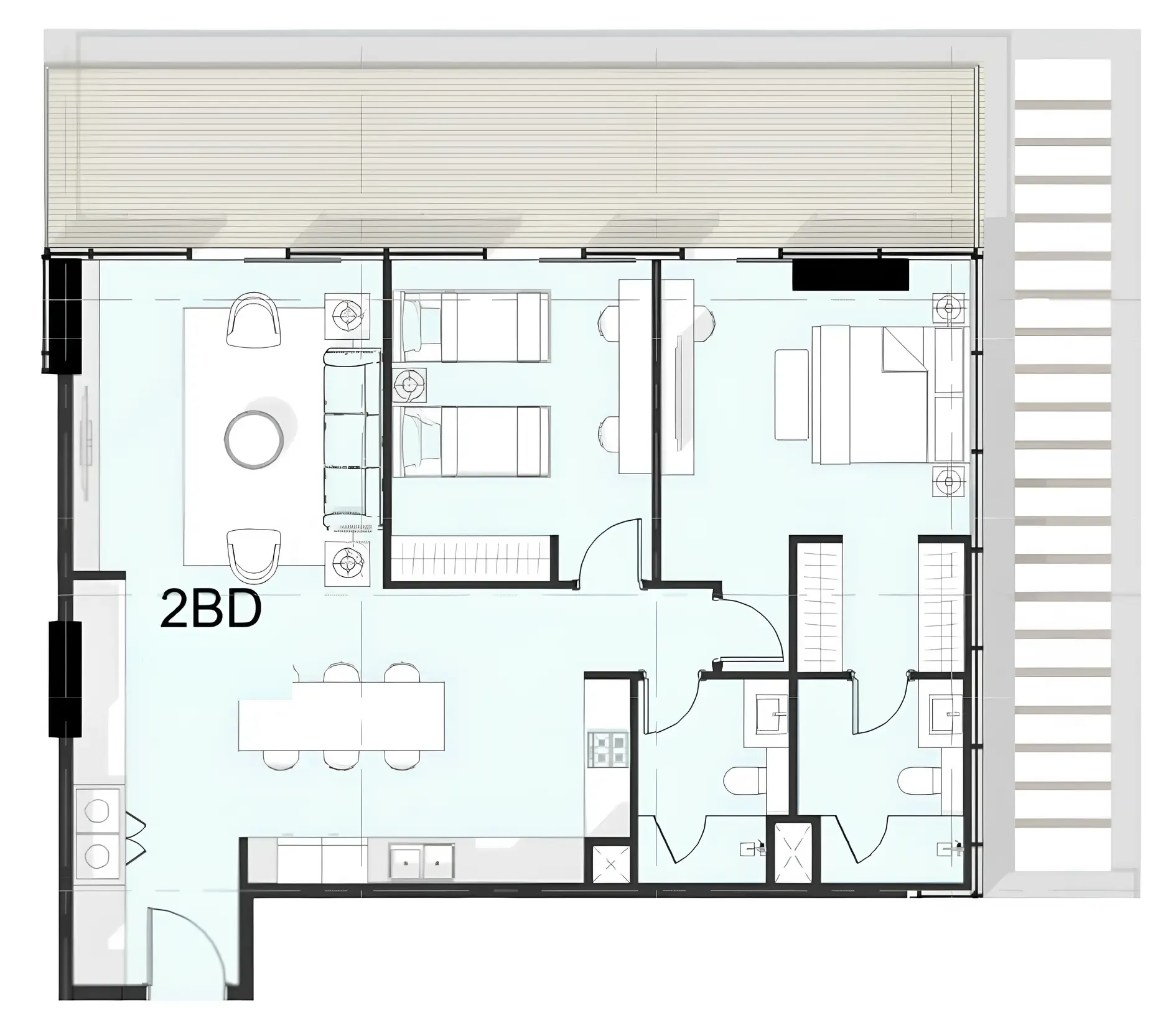 2 bedrooms floor plan