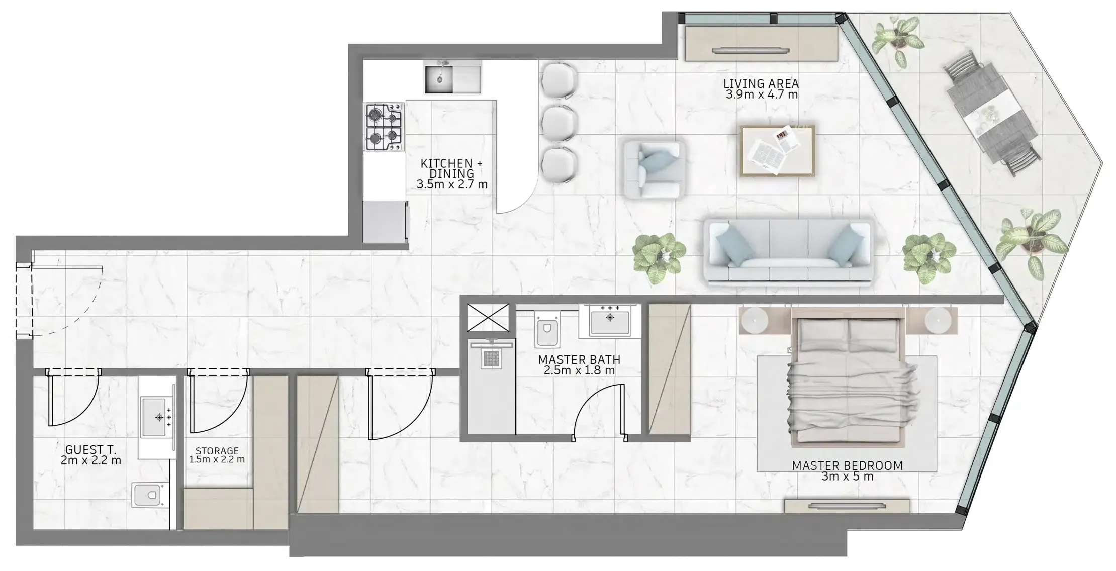 1 bed