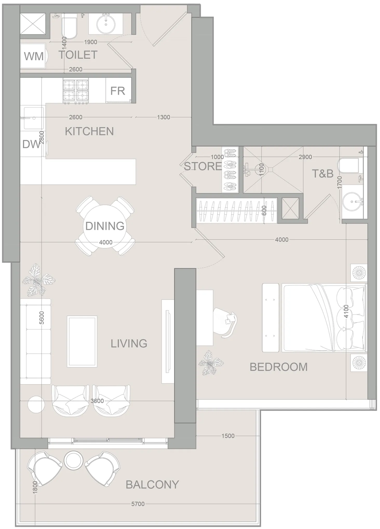 Object 1 AUREL1A Residence 1BR floor plan