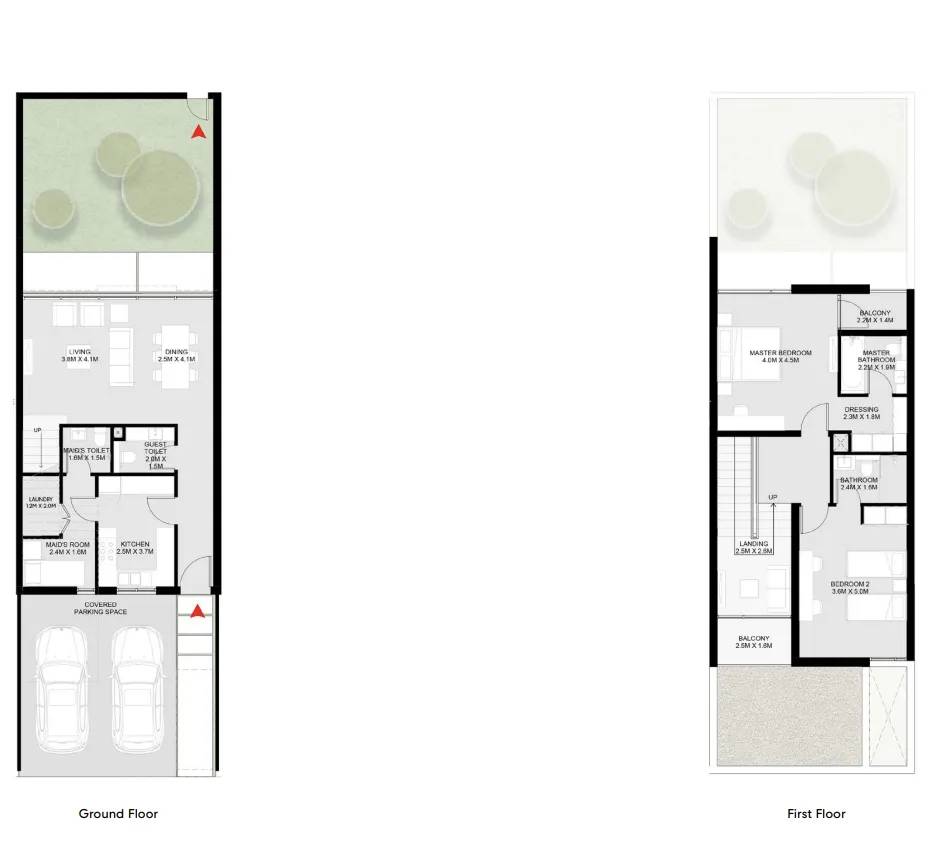 2-bedroom townhouse floor plan