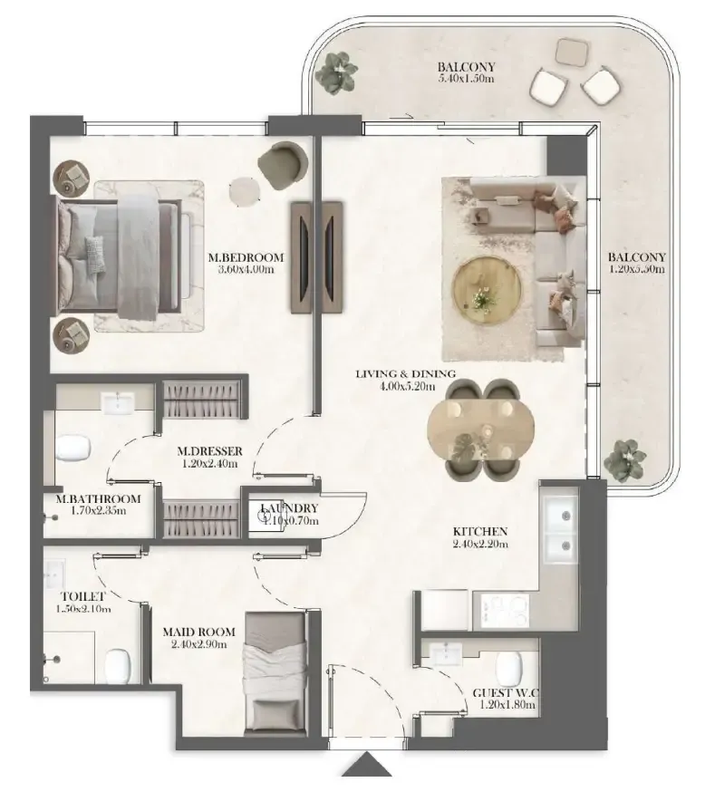 1 bed