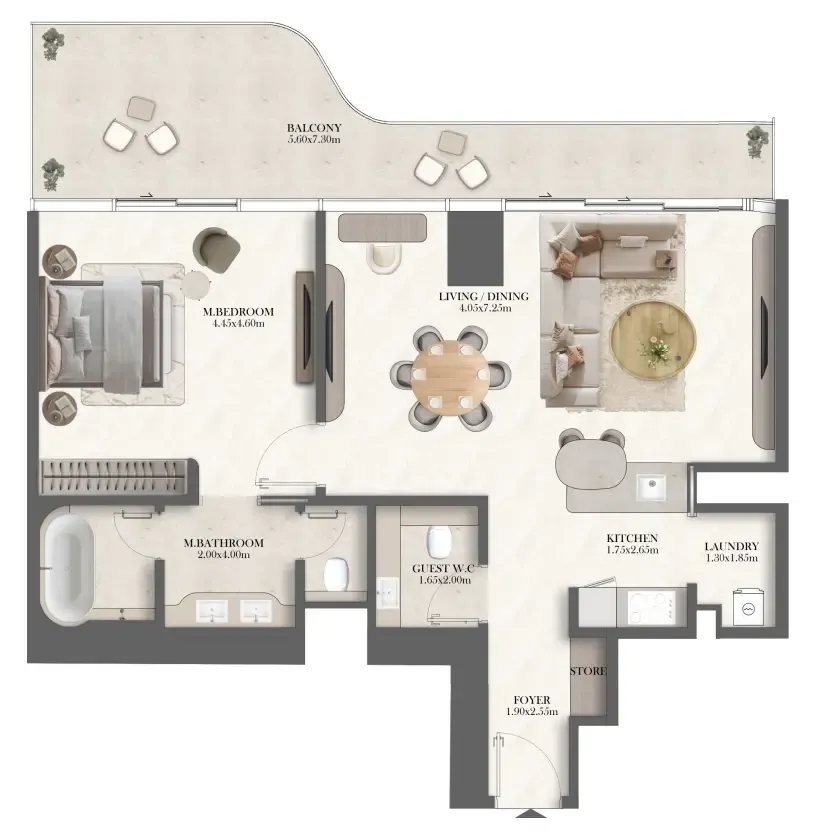 1 bed