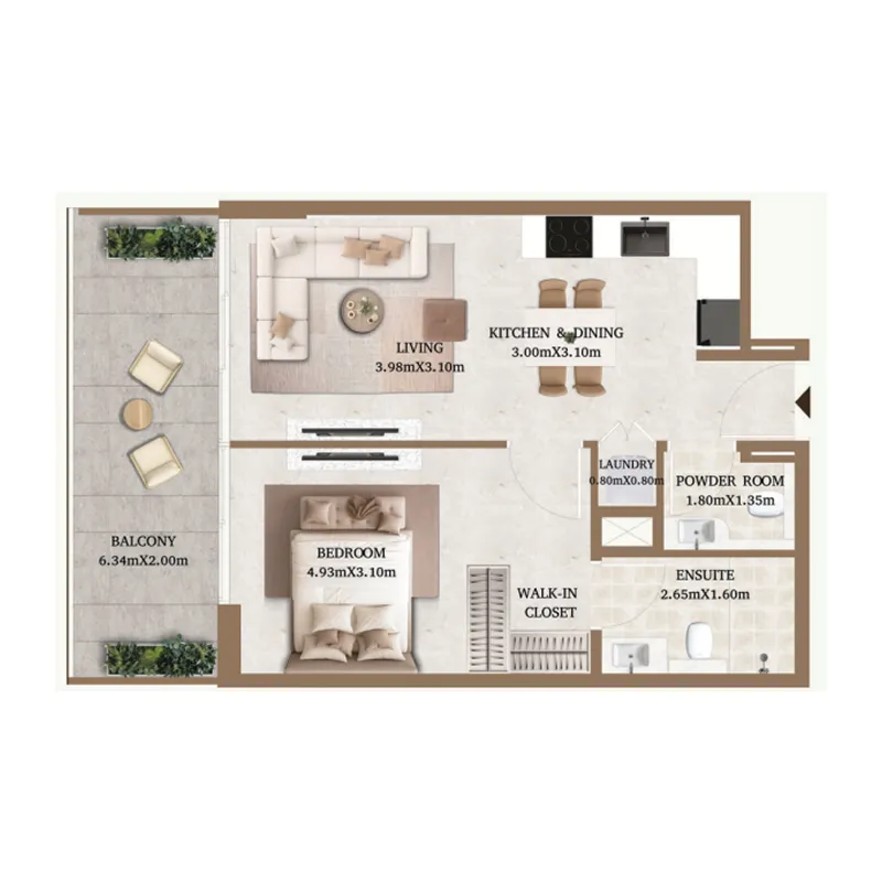 1 bedroom floor plan