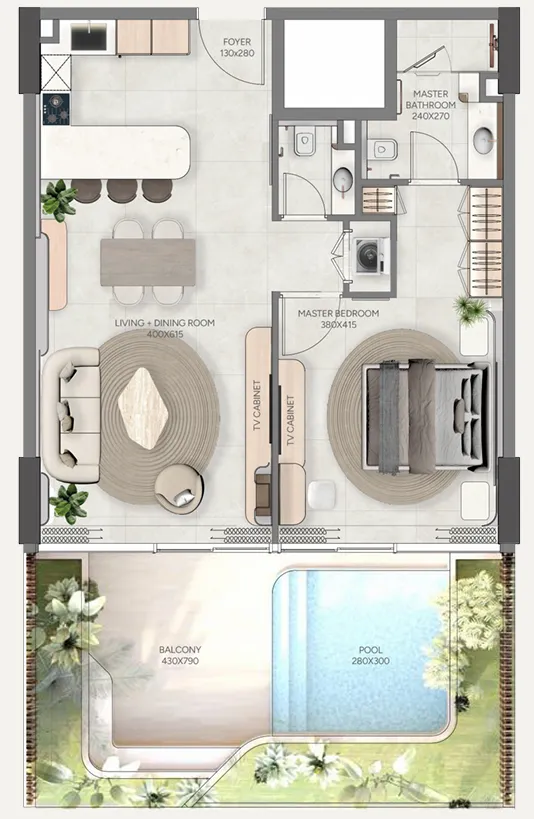 1 bedroom floor plan