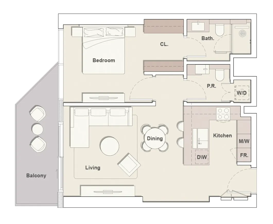 1 bedroom floor plan