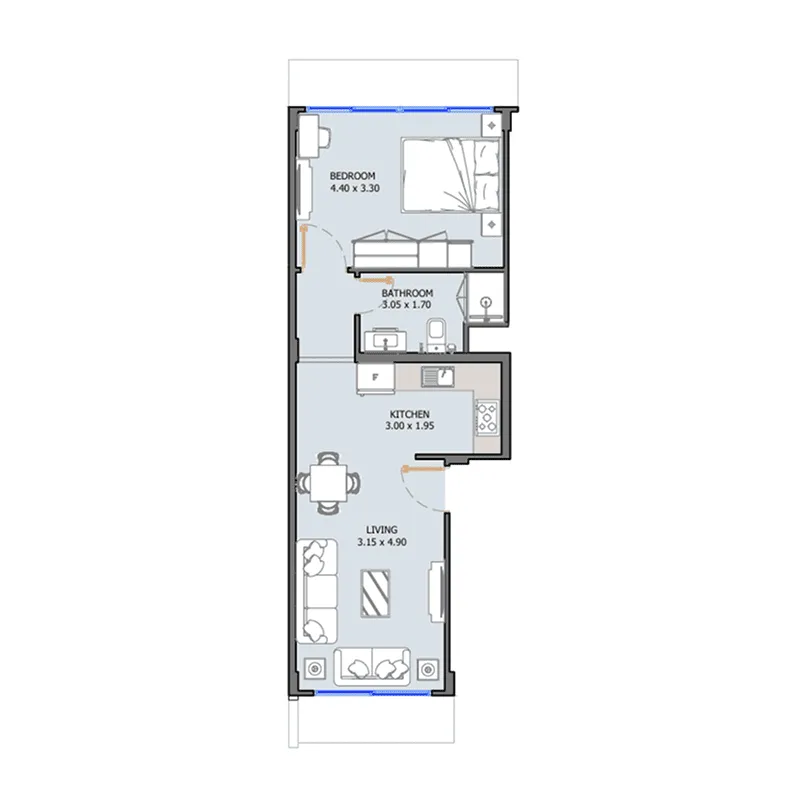 Najd Three — 1 Bedroom floor plan