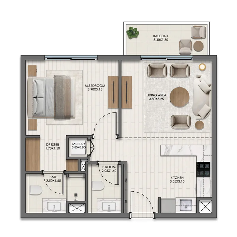 1 bed