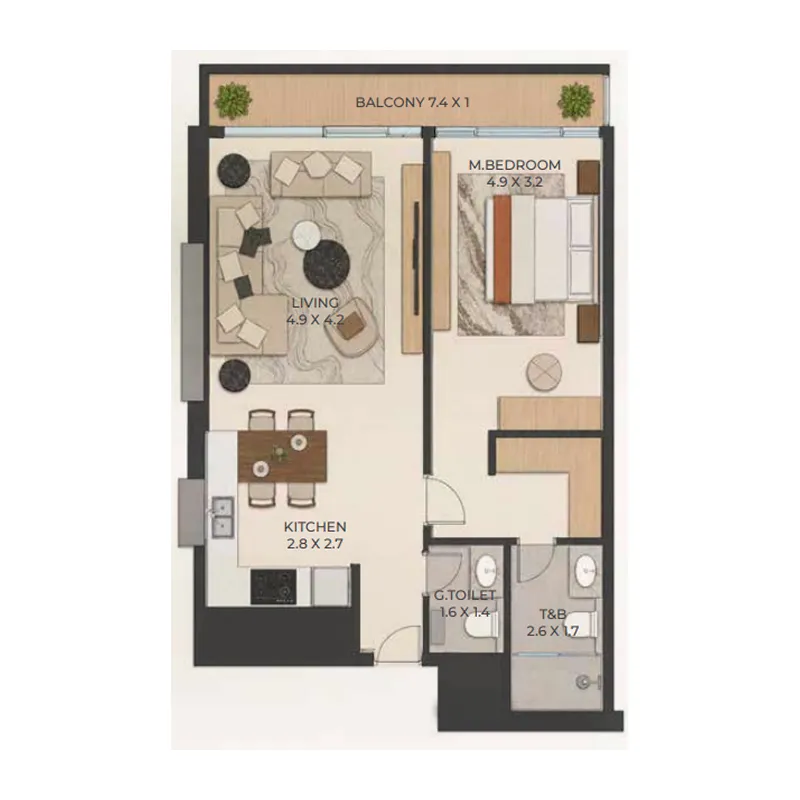 1 bed