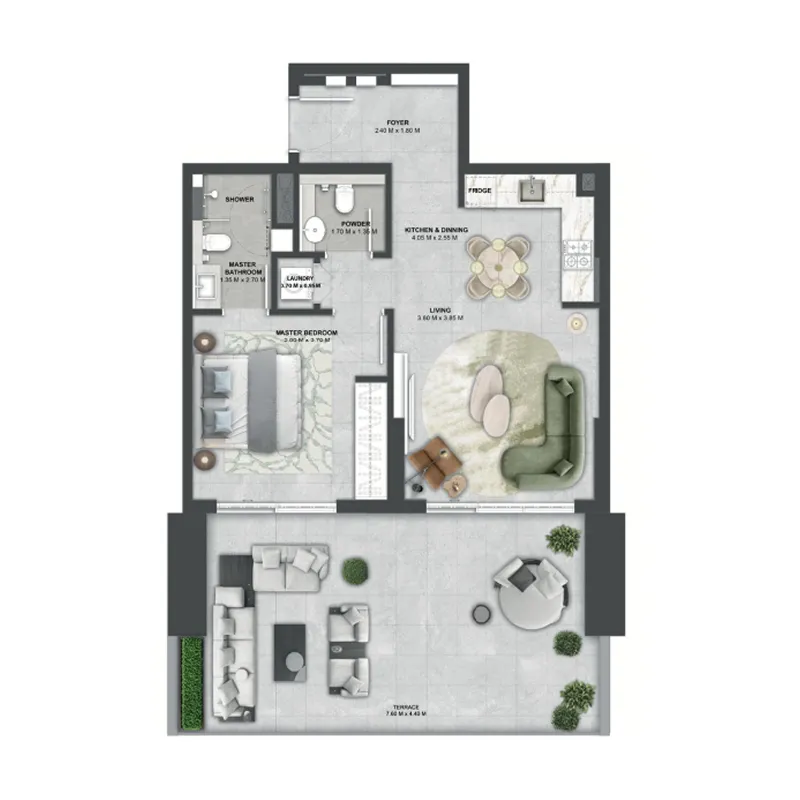 1 bedroom floor plan