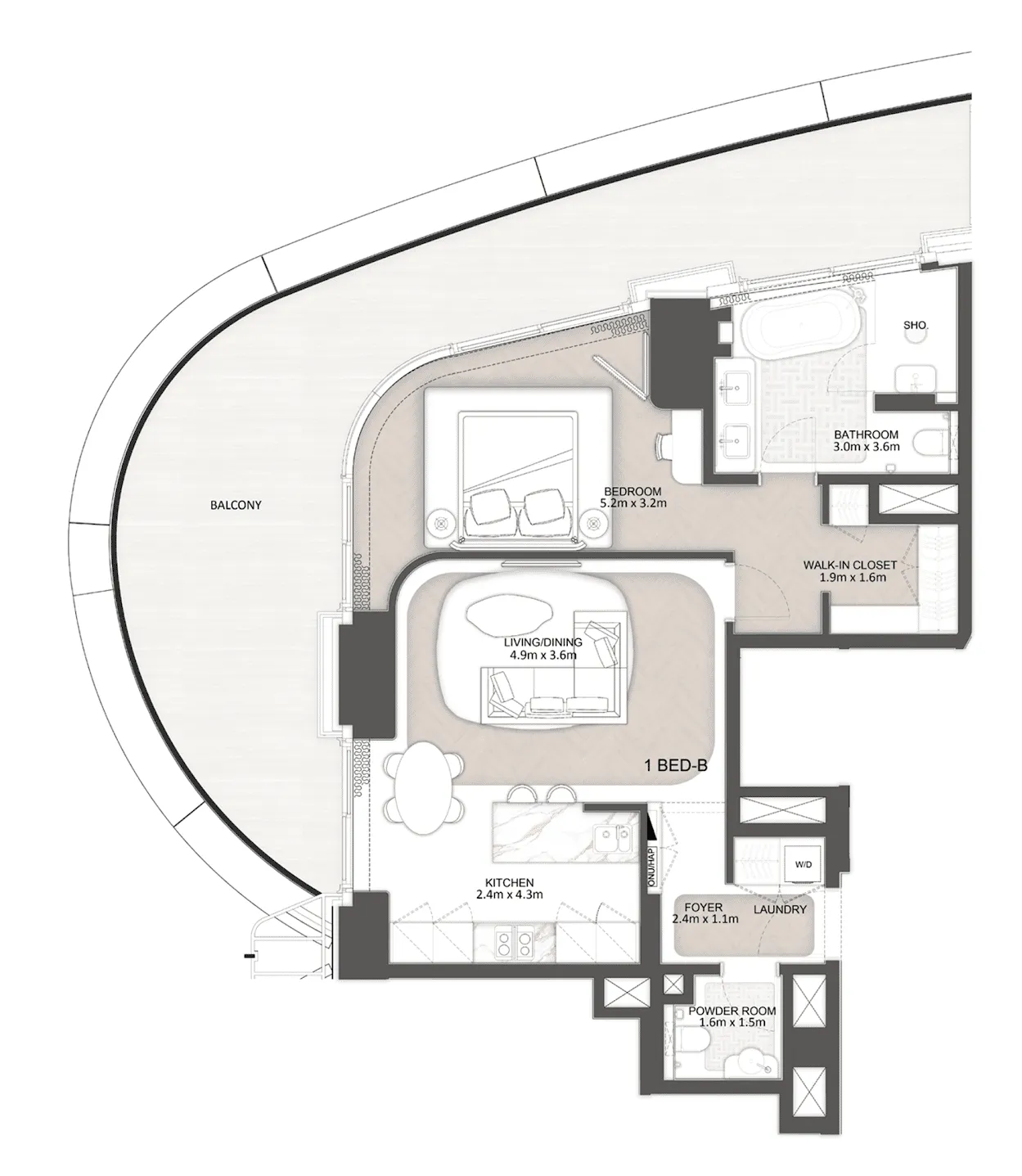 1 bedroom floor plan
