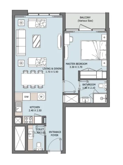 1 bed
