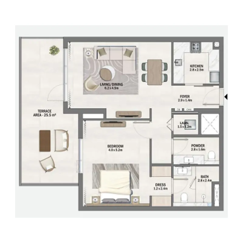 1 bedroom floor plan