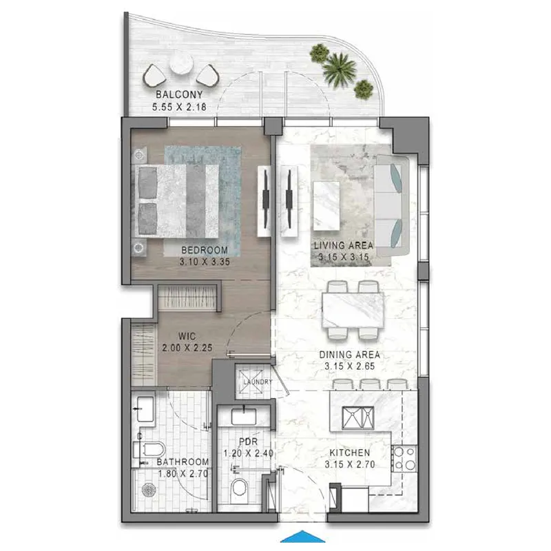 Sorrento — 1 Bedroom floor plan