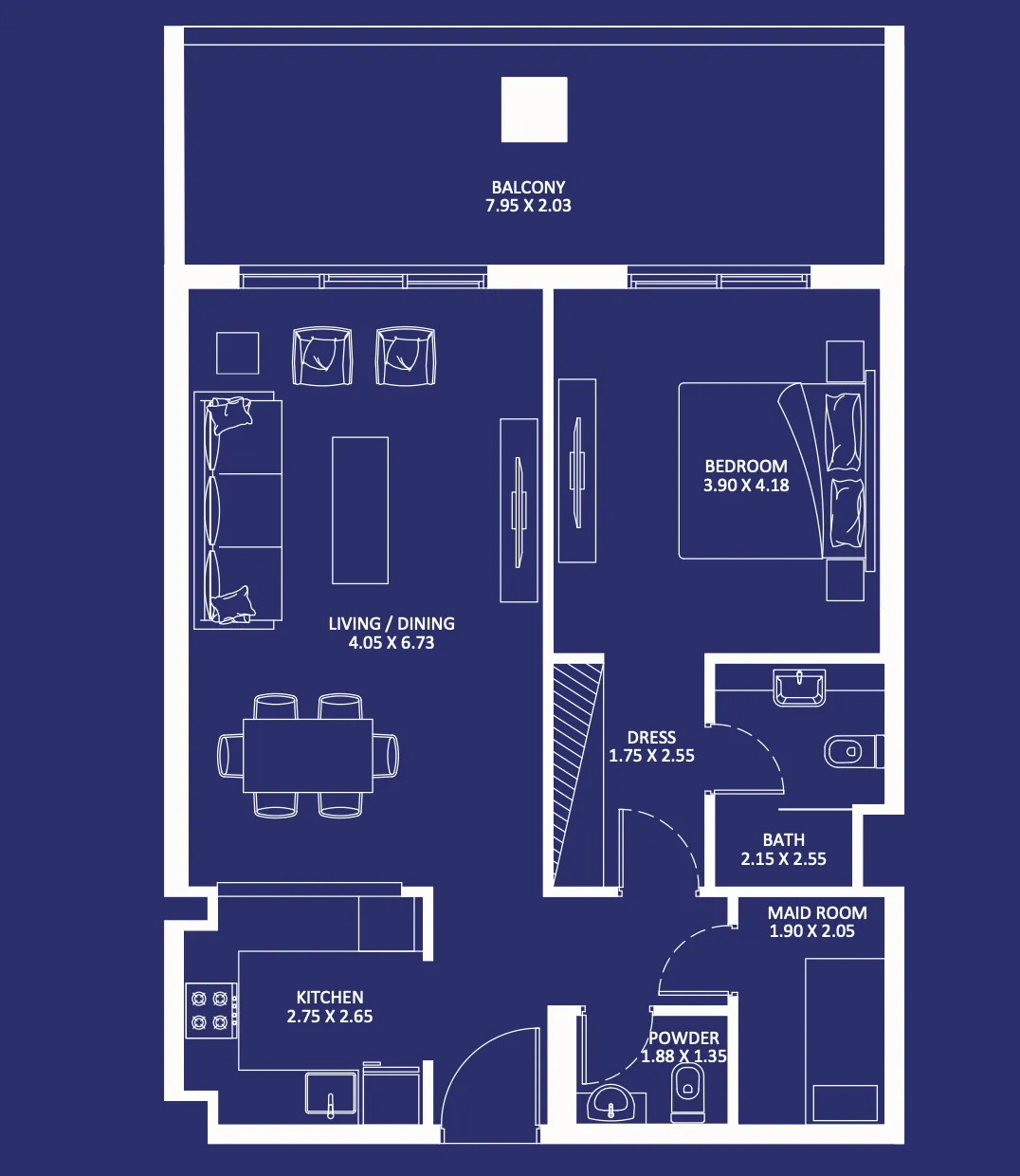 1 bedroom floor plan