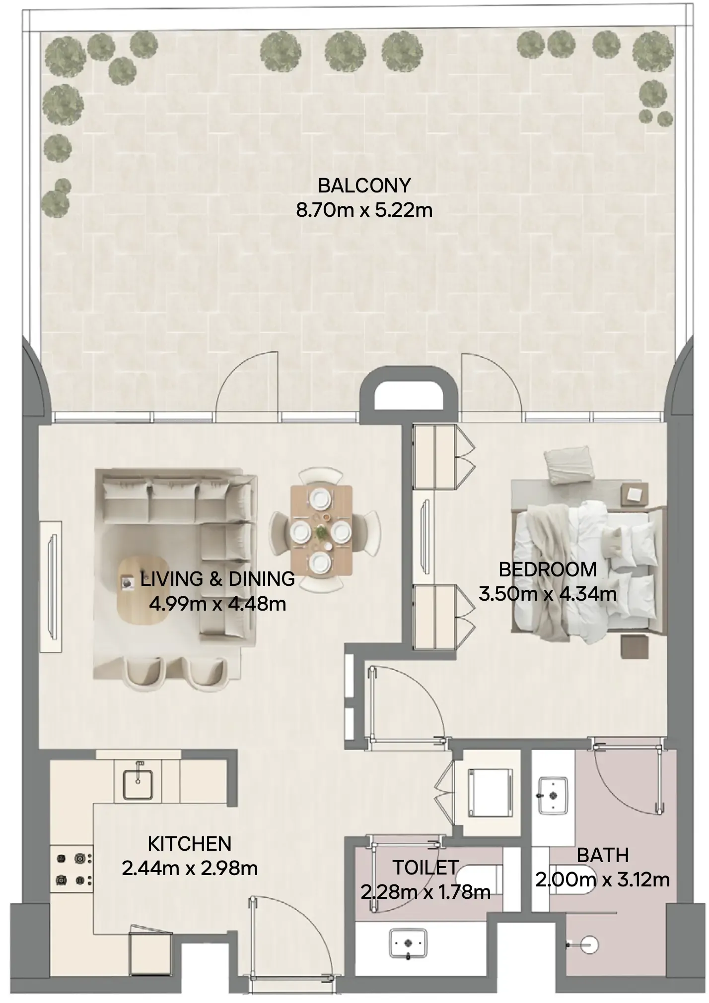 1 bedroom floor plan