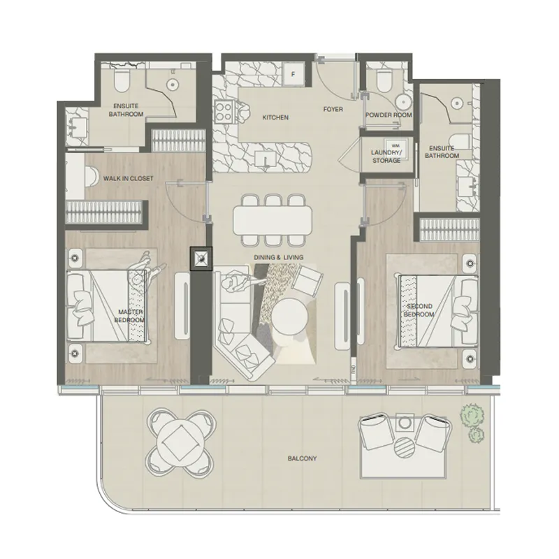 Mondrian Phases 1 and 2 — 2 Bedrooms floor plan