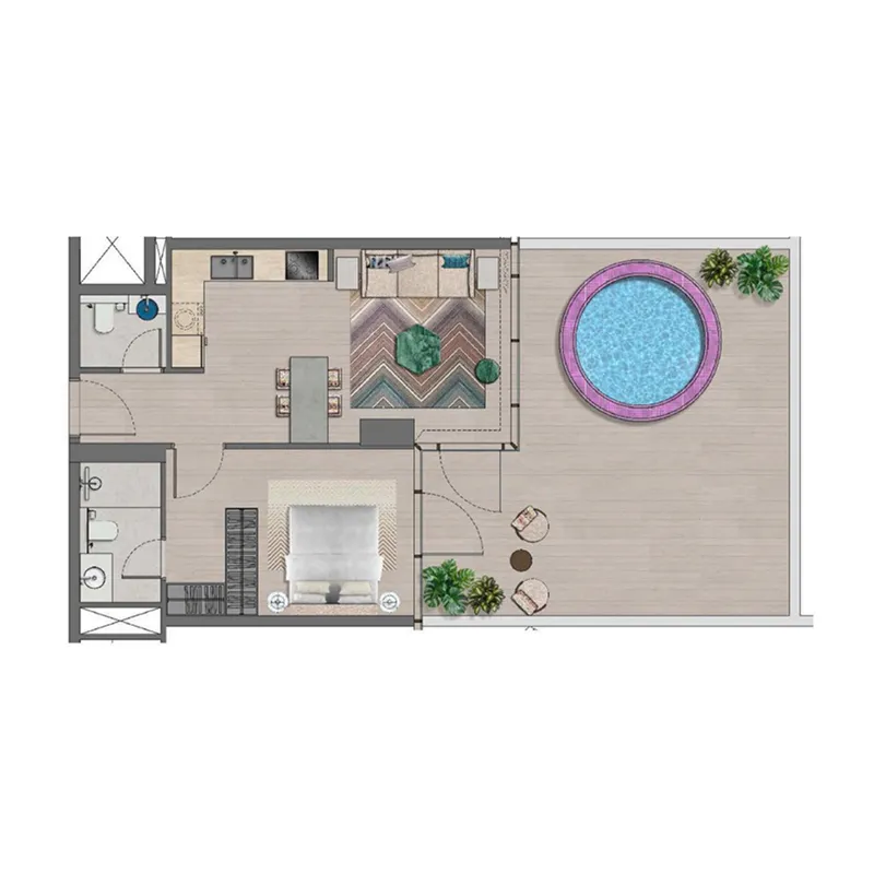 Durar Group Trio Isle 1BR floor plan