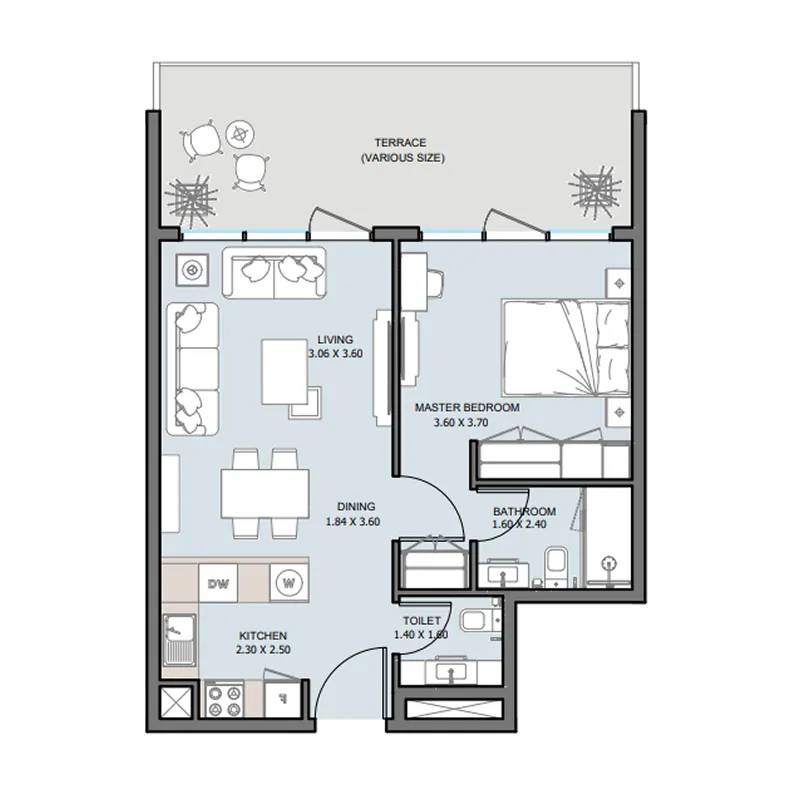 1 bedroom floor plan