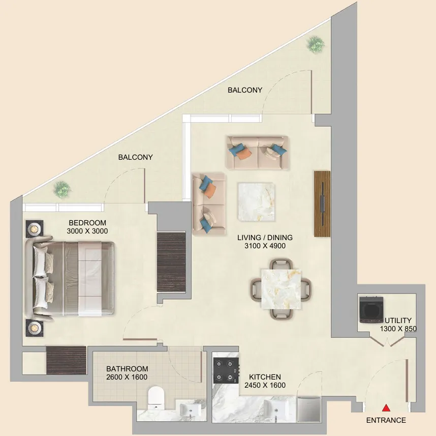 1 bed