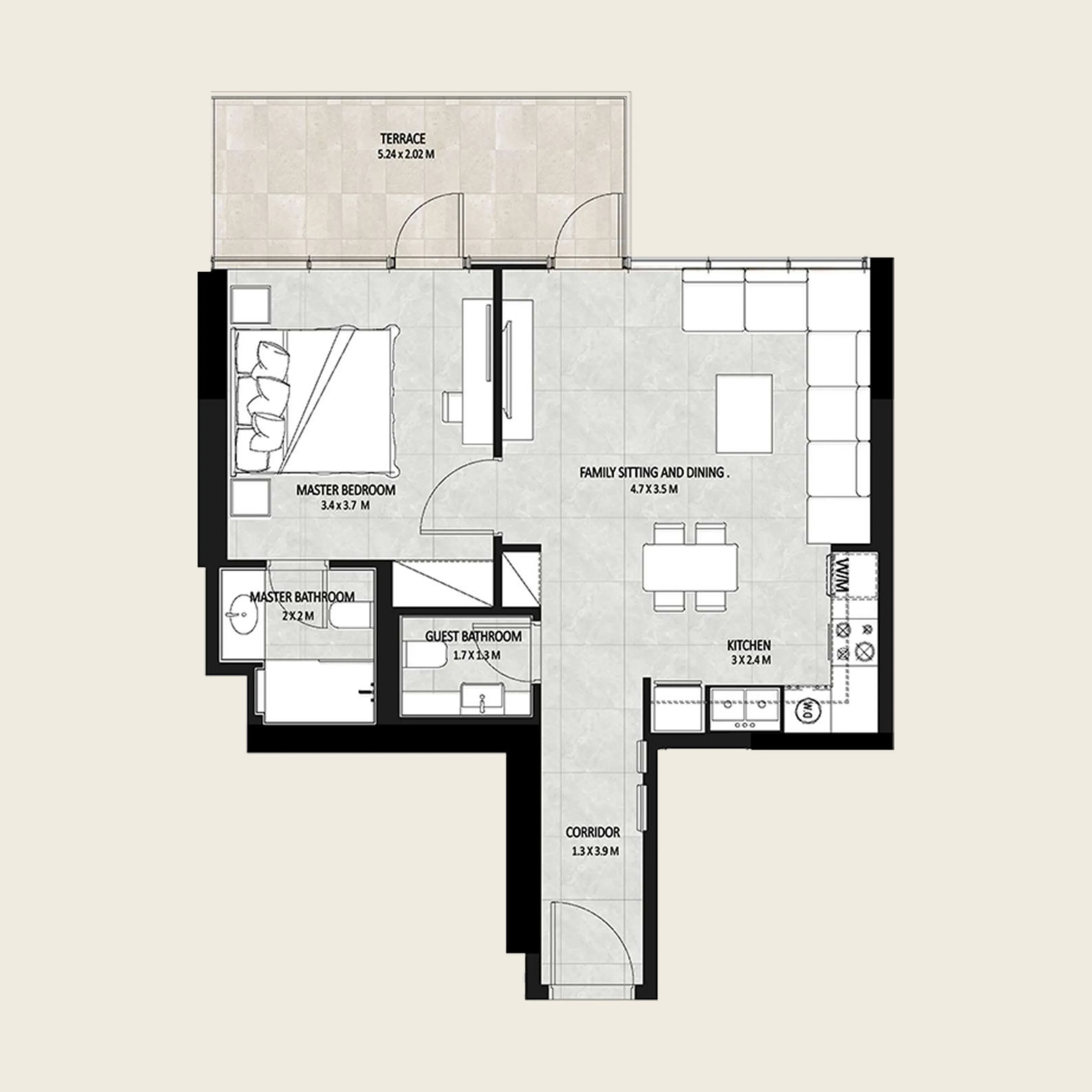 1 bed