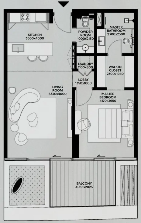 1 bedroom floor plan