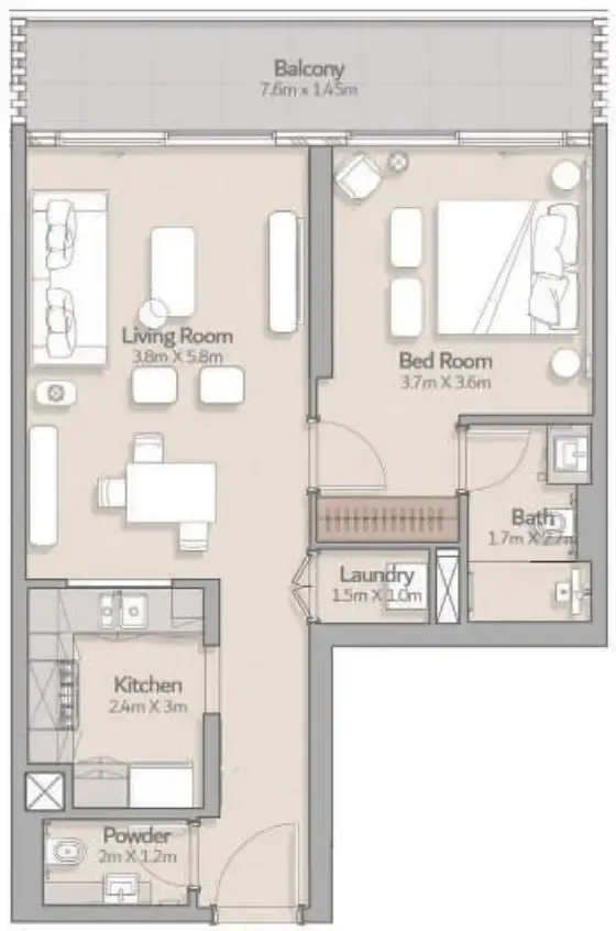 1 bed