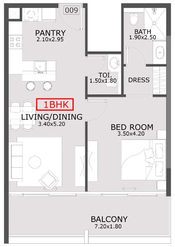1 bedroom floor plan