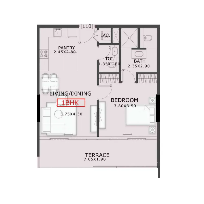 1 bedroom floor plan
