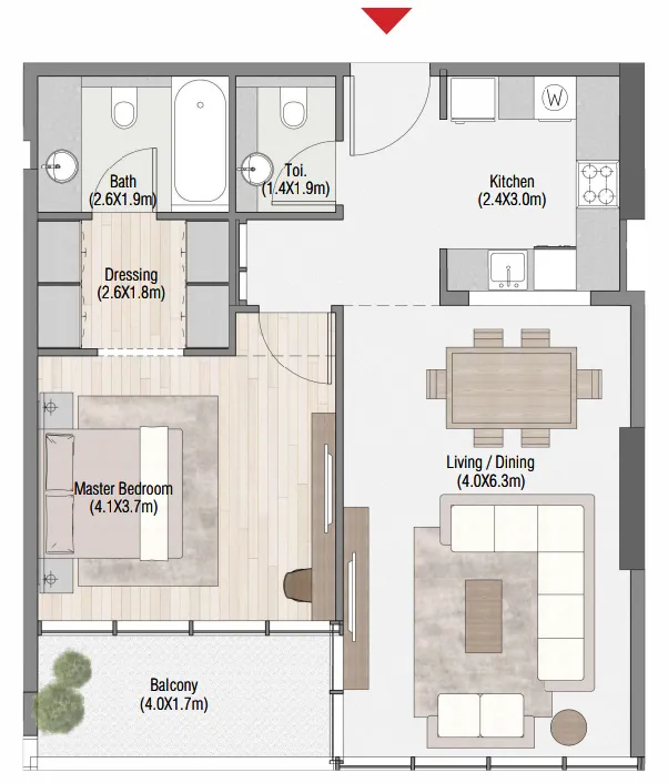 1 bed