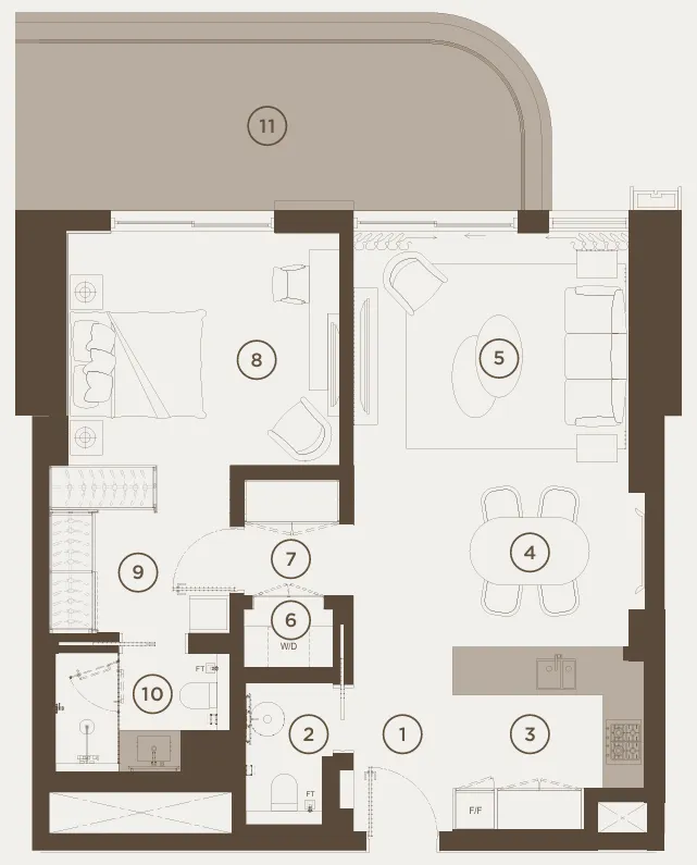 1 bedroom floor plan