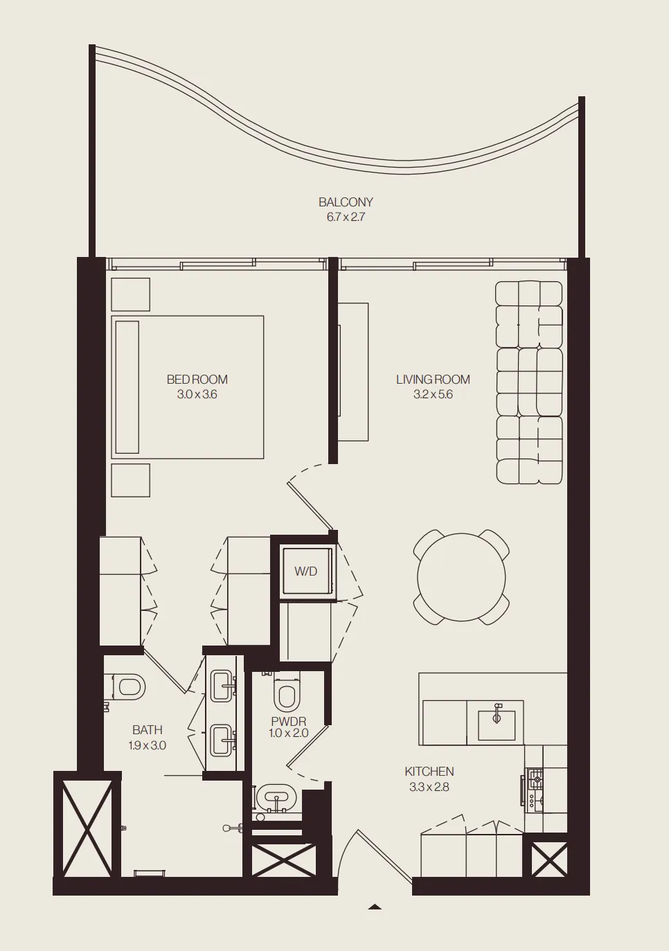 1 bedroom floor plan