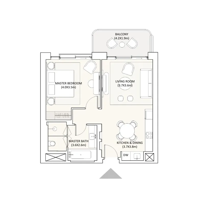 1 bedroom floor plan