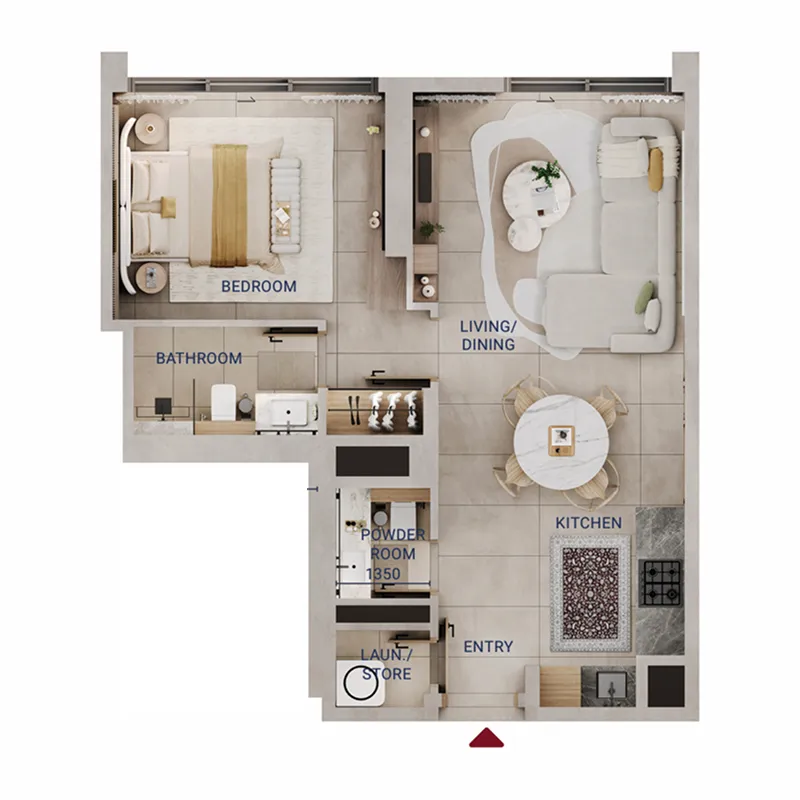 1 bedroom floor plan