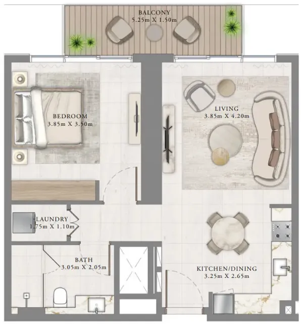 1 bedroom floor plan