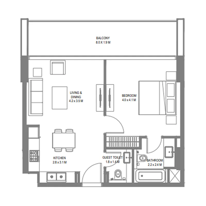 1 bed