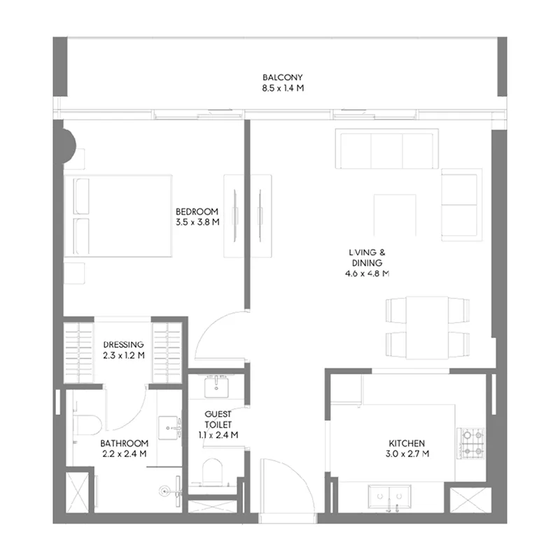 1 bed