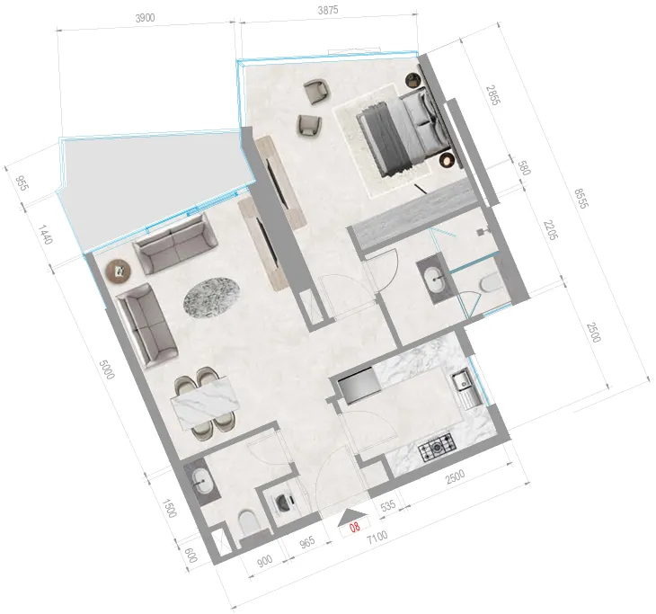 1 bedroom floor plan