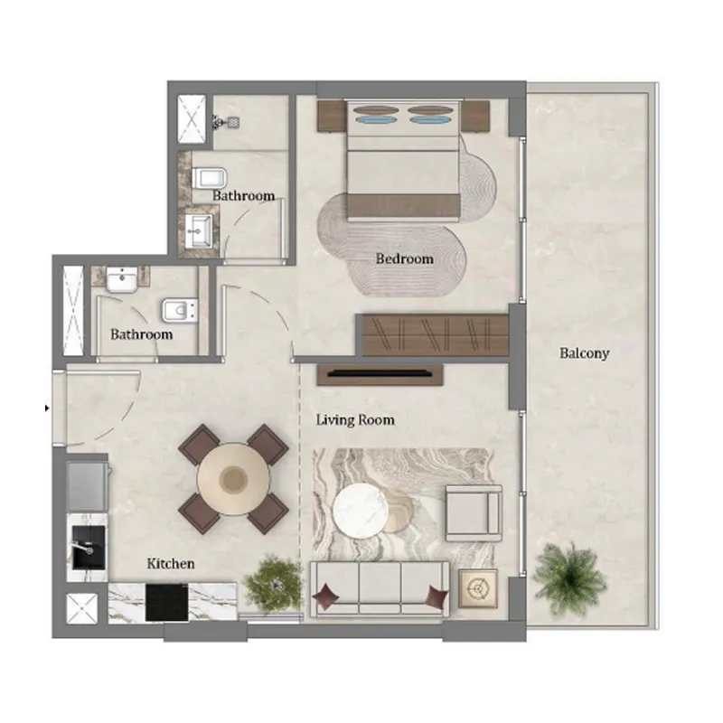 1 bedroom floor plan