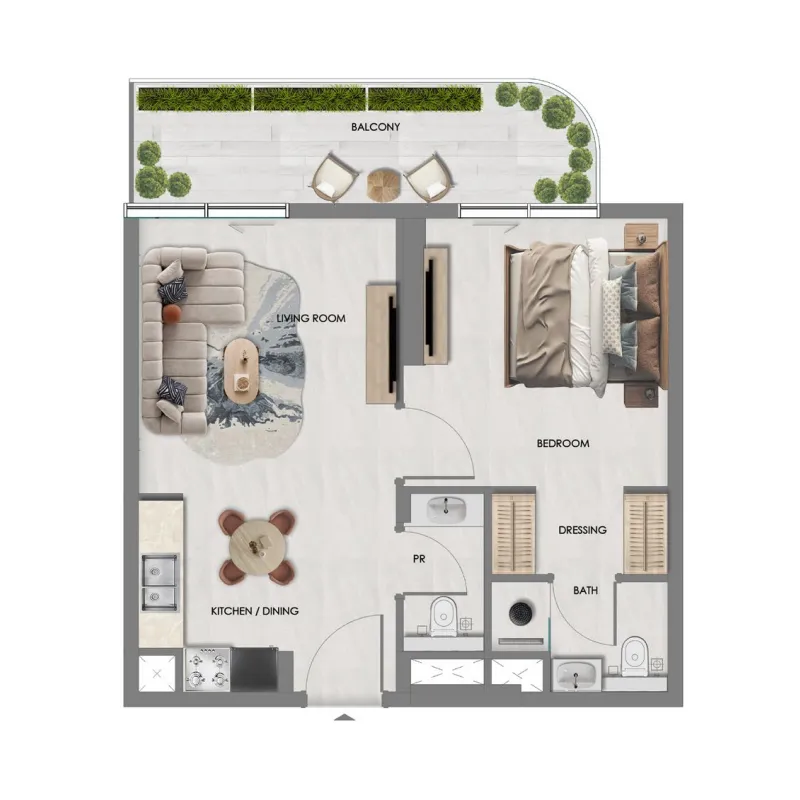 1 bedroom floor plan