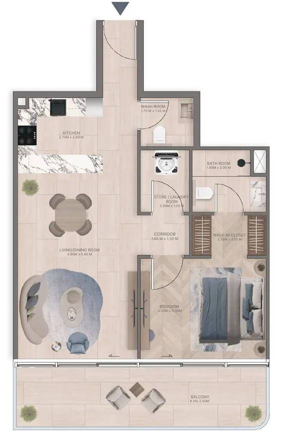 1 bed