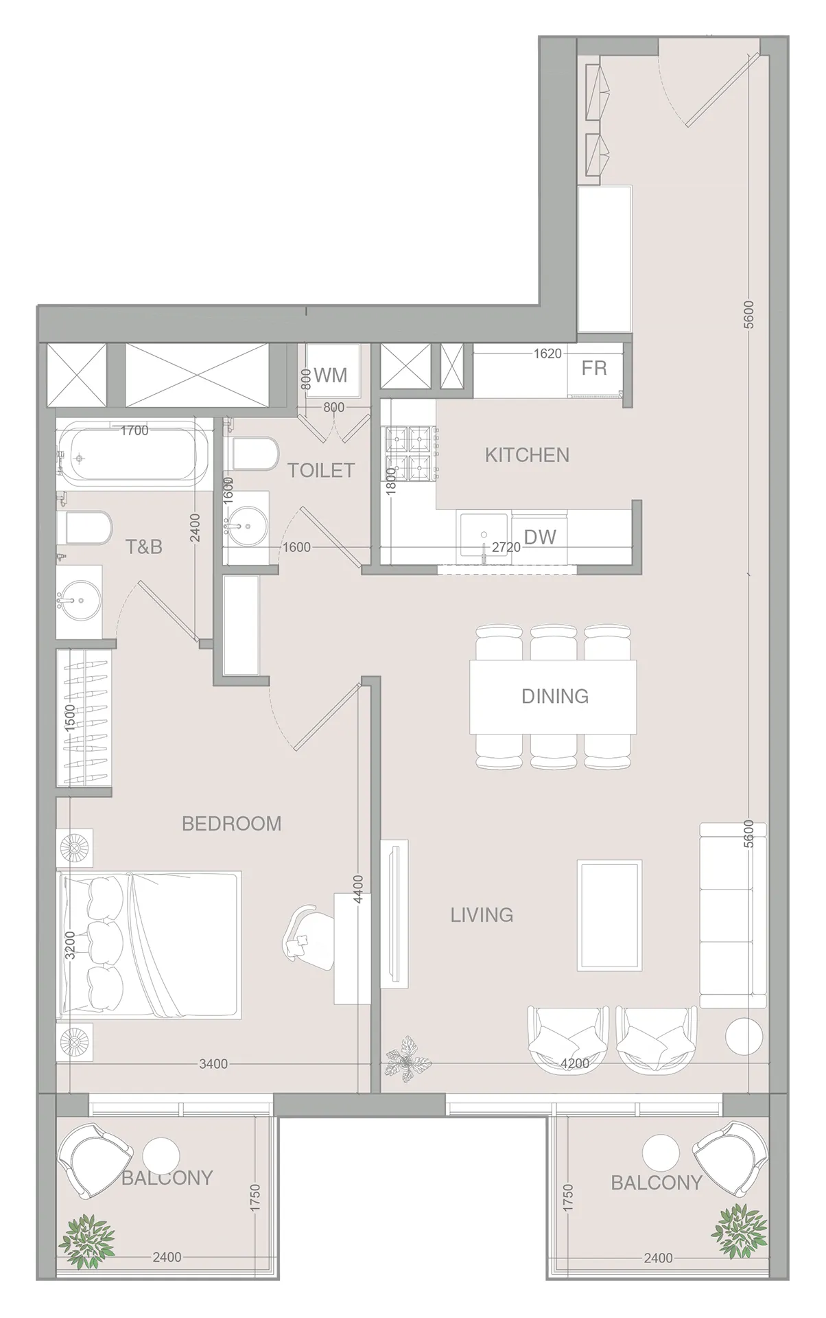 1 bed