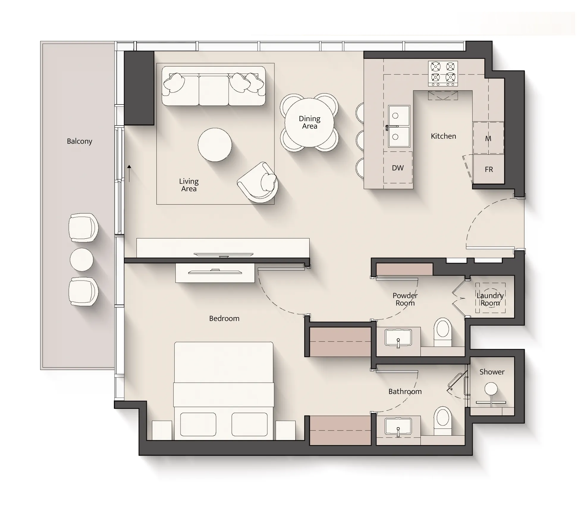 1 bedroom floor plan