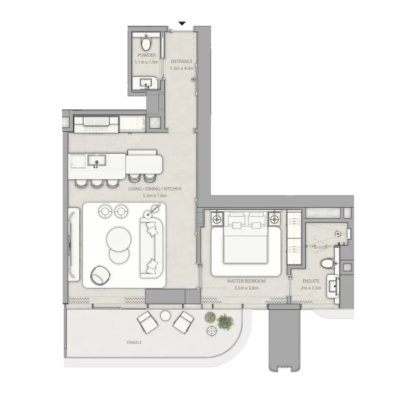 1 bedroom floor plan