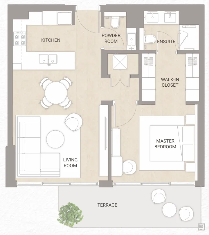 1 bedroom floor plan