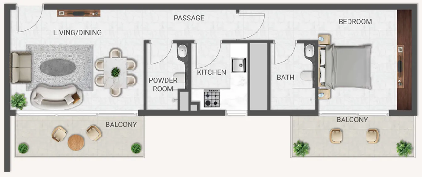 1 bedroom floor plan